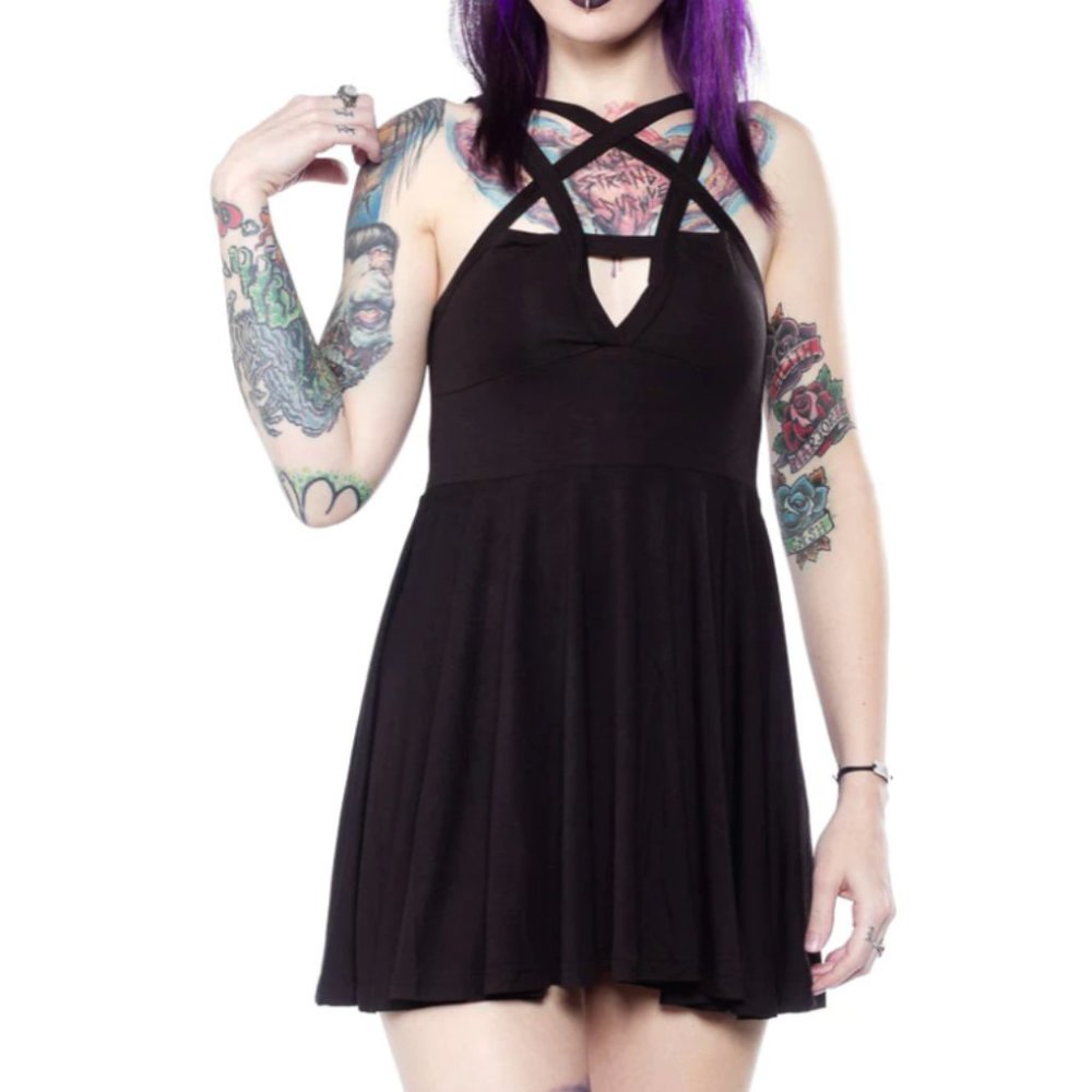 Killstar - Pentagram Gothic Halter Skater Dress